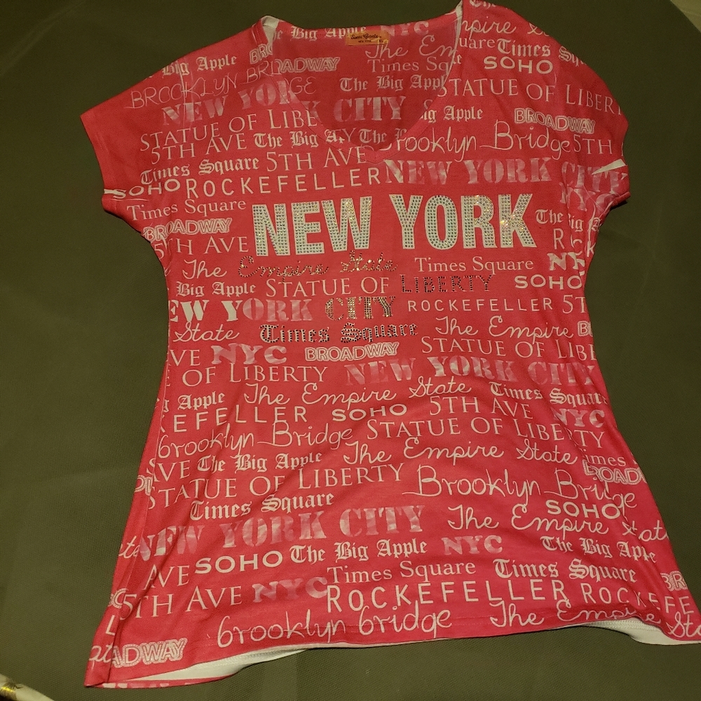 Sweet Gisele - New York Pink Tee w/ Bling XL